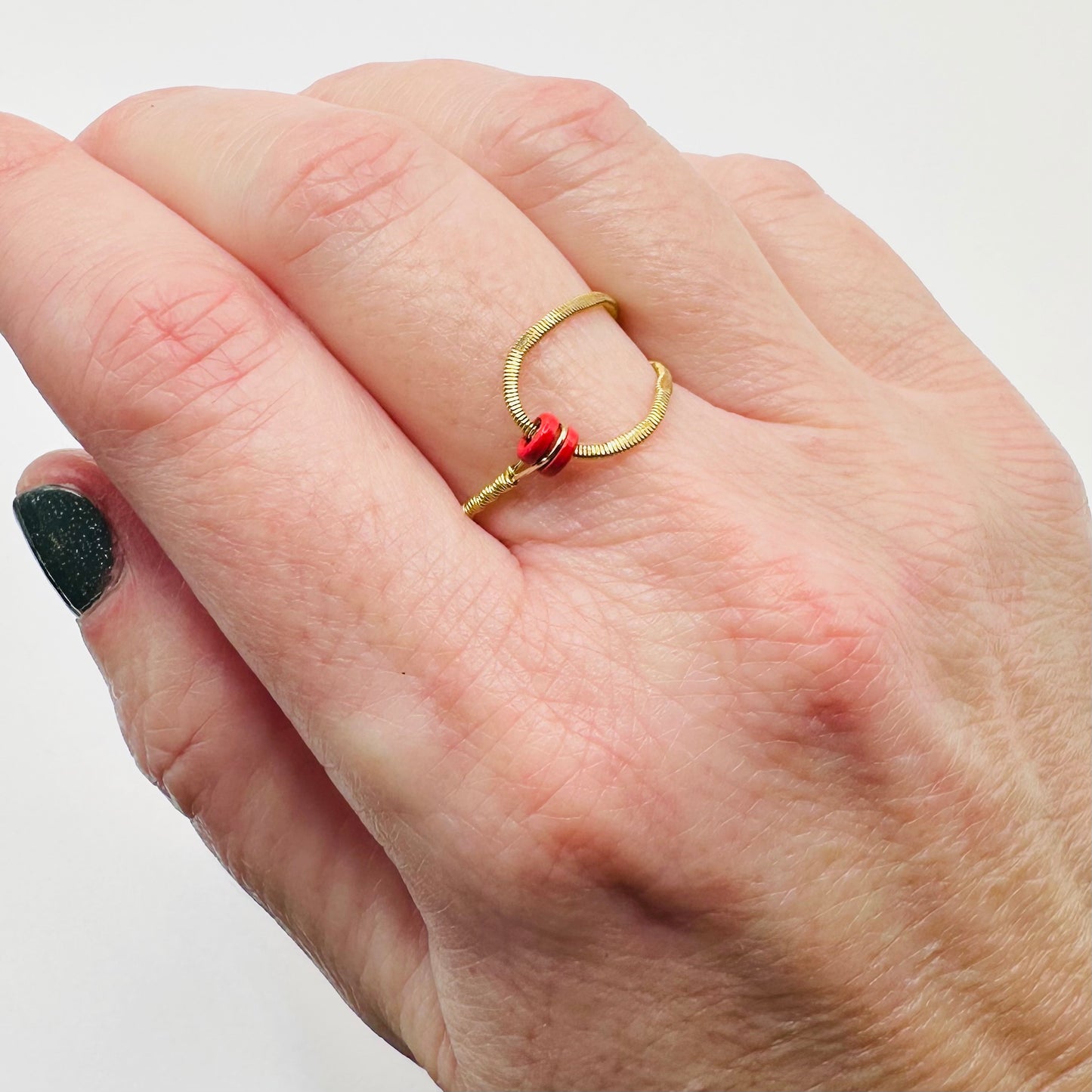 Ball-End Guitar String Ring in Gold